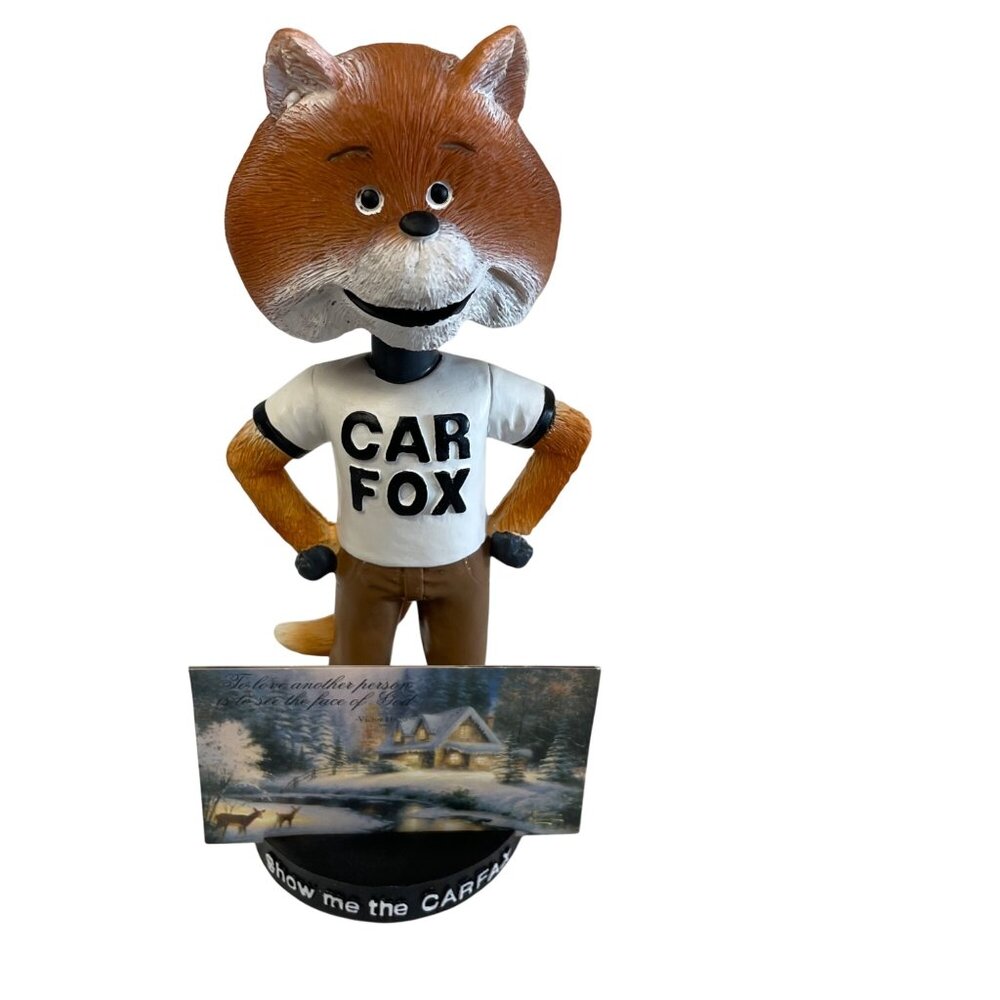 Carfax Car Fox Bobblehead Business Card Holder Mascot Advertising Figure Boxed